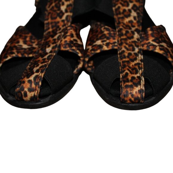 Spandex Sandals Animal Print Leopard Fabric, Rubber Sole, Strappy, Size 8 Wide - Picture 3 of 7